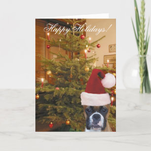 Festiva tarjeta de saludo de boxeador de navidades