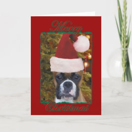 Festiva tarjeta de saludo de boxeador de navidades
