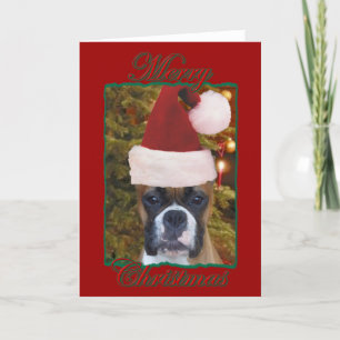 Festiva tarjeta de saludo de boxeador de navidades