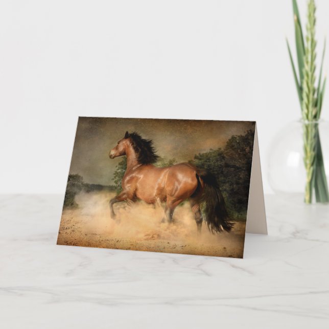 Festiva tarjeta de saludo de caballo salvaje (Anverso)