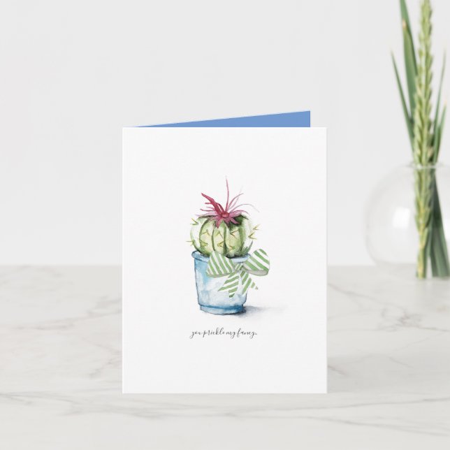 Festiva Tarjeta De Saludo De Cactus Cute Para Cumpleaños (Anverso)