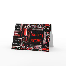 Tarjeta de saludo de Circuit Red 2 'Merry Xmas'