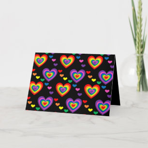 Festiva Tarjeta de saludo de corazones arcoiris