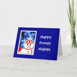 Festiva Tarjeta De Saludo De Diseño Noche De FROSTY Snowma