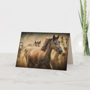 Festiva tarjeta de saludo de estampida de caballo