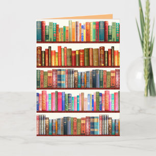 Festiva tarjeta de saludo de estantería en blanco