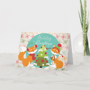 Festiva Tarjeta de saludo de feriado de Navidades de Red F