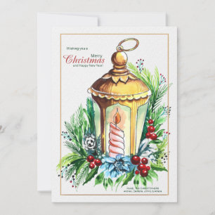 Festiva Tarjeta de saludo de feriado de navidades Lantern