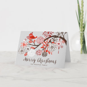Festiva Tarjeta de saludo de feriado floral para navidades