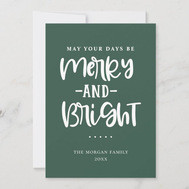 Festiva Tarjeta De Saludo De Festividad Verde Feliz Y Bril (Anverso)