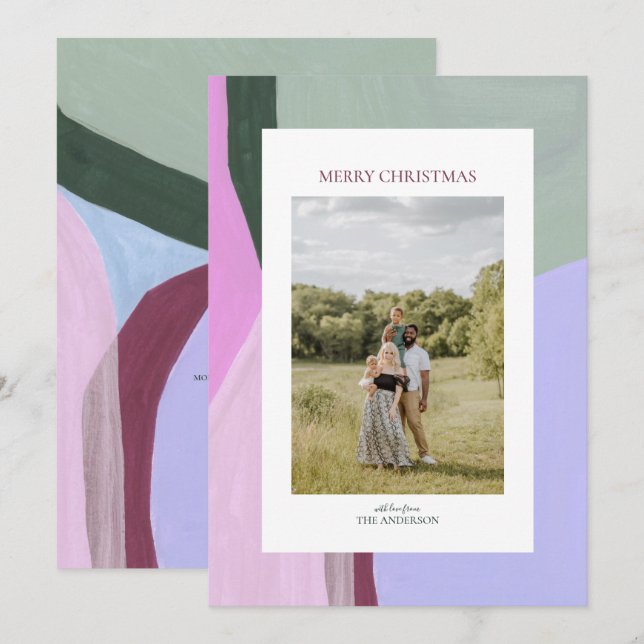 Festiva Tarjeta de saludo de fotos de feriado de Navidades (Anverso / Reverso)