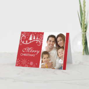 Festiva Tarjeta de saludo de fotos de Navidades Swirl Snow