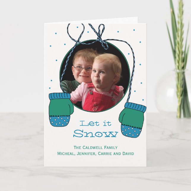 Festiva Tarjeta de saludo de fotos de vacaciones Let It Sn (Anverso)