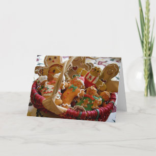Festiva tarjeta de saludo de galletas de pan de jengibre