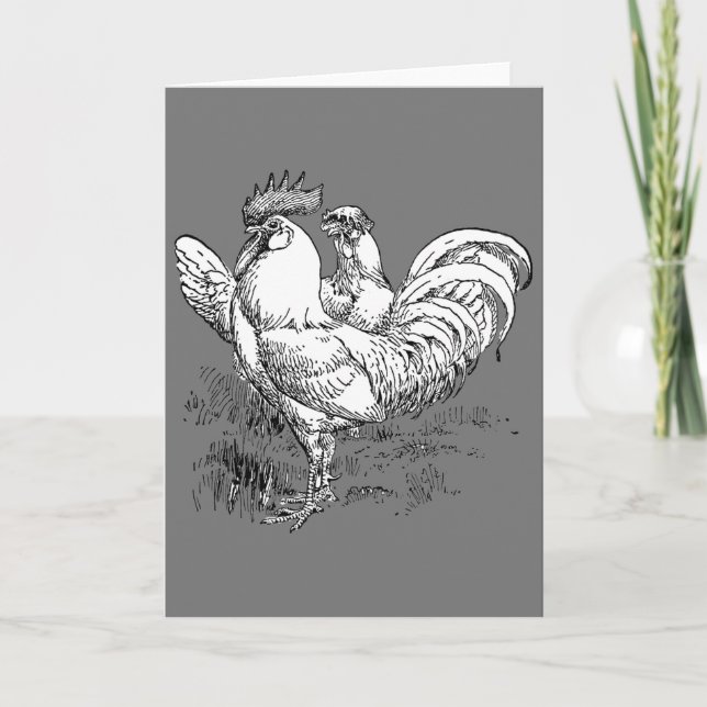 Festiva Tarjeta de saludo de gallo (Anverso)