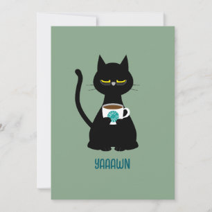 Festiva Tarjeta de saludo de gato dormido YAAAWN