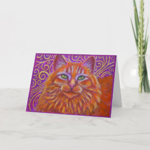 Festiva Tarjeta de saludo de gato Golden Tabby