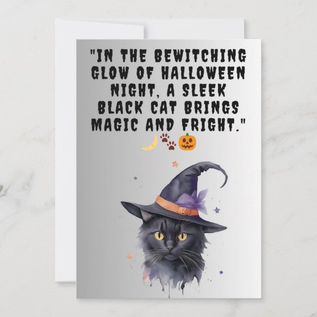 Festiva Tarjeta de saludo de Halloween Gato negro (Anverso)