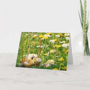 Festiva Tarjeta de saludo de huevos de pascua dorada