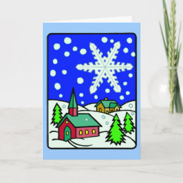 Festiva Tarjeta de saludo de la escena de la iglesia Snowy