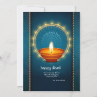 Tarjeta de saludo de la lámpara de aceite Diwali