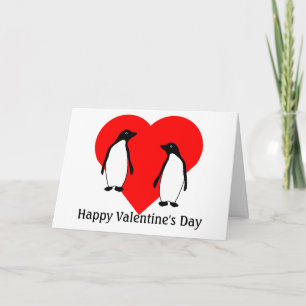Festiva Tarjeta de saludo de la pareja Valentine Penguin L