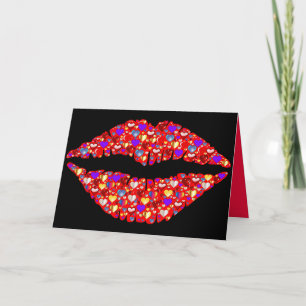 Festiva tarjeta de saludo de labios de amor