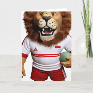Festiva Tarjeta de saludo de León Rugby