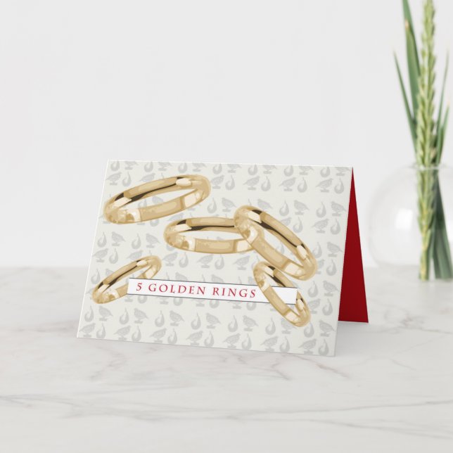 Festiva Tarjeta de saludo de los cinco anillos dorados (Anverso)