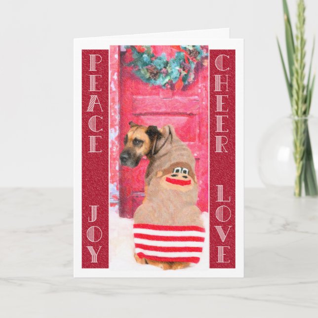 Festiva Tarjeta de saludo de los grandes Navidades de perr (Anverso)
