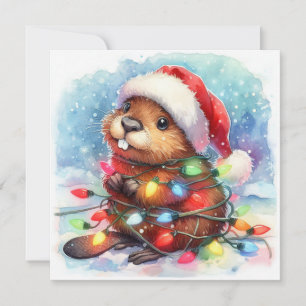 Festiva Tarjeta de saludo de los navidades Beaver