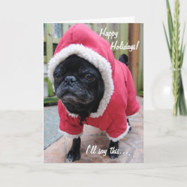 Festiva Tarjeta de saludo de los Navidades de Moody Pug