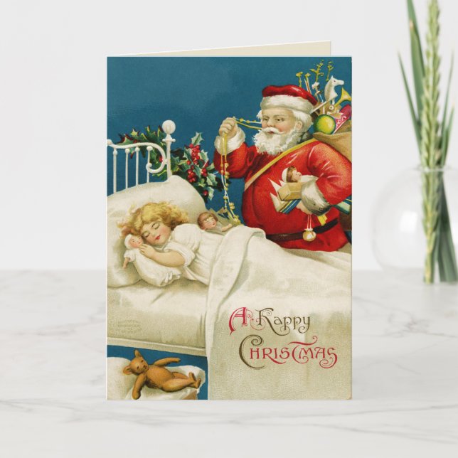 Festiva Tarjeta de saludo de los Navidades de Santa Claus (Anverso)