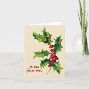 Festiva Tarjeta de saludo de los Navidades de Vintage Holl