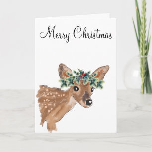 Festiva Tarjeta de saludo de los Navidades del venado Fawn