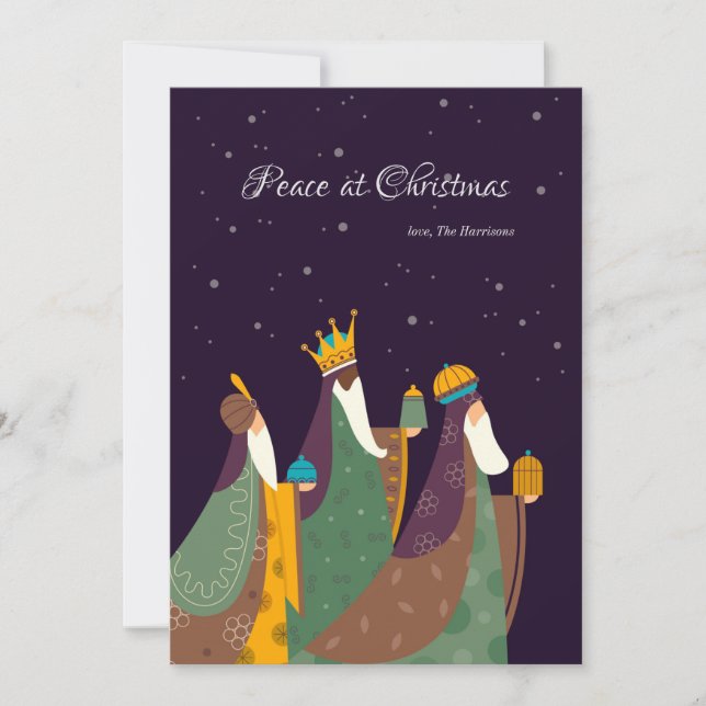 Festiva Tarjeta de saludo de los Tres Navidades Reyes (Anverso)