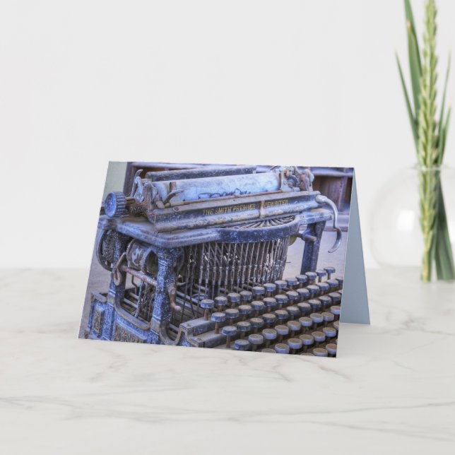 Festiva tarjeta de saludo de máquina de escribir vintage (Anverso)