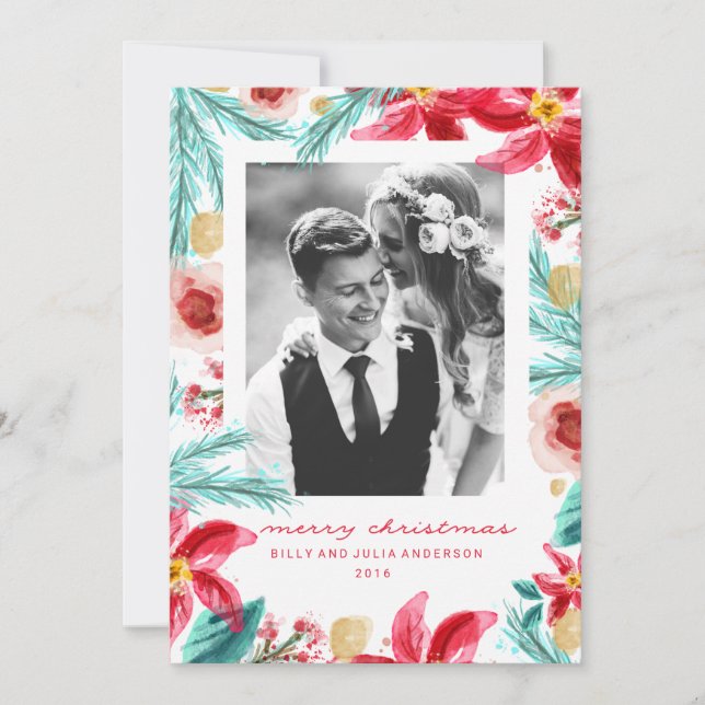 Festiva Tarjeta de saludo de navidades BOTÁNICOS de INVIER (Anverso)