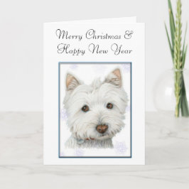 Festiva Tarjeta de saludo de navidades con Perro Westie Cu