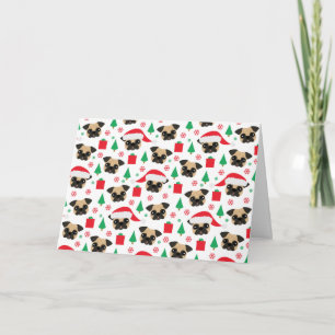 Festiva Tarjeta de saludo de Navidades Cute Pug