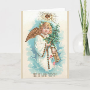 Festiva Tarjeta de saludo de Navidades de ángel alemanes d
