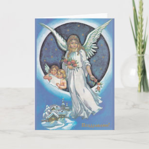 Festiva Tarjeta de saludo de Navidades de ángel rusos de é
