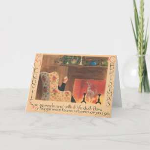 Festiva Tarjeta de saludo de Navidades de chimenea de époc