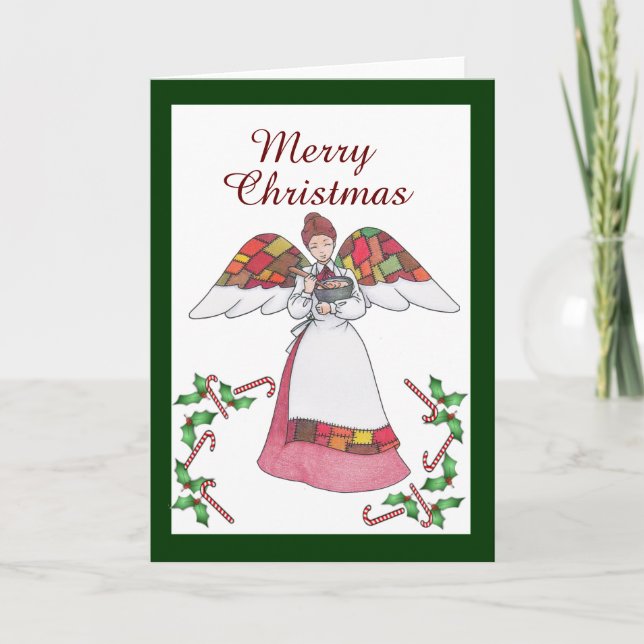 Festiva Tarjeta de saludo de Navidades de Country Angel (Anverso)