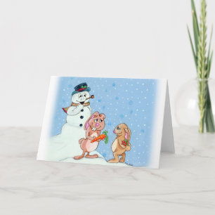 Festiva Tarjeta de saludo de Navidades de los conejillos d