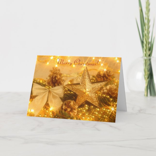 Festiva Tarjeta de saludo de Navidades de oro (Anverso)