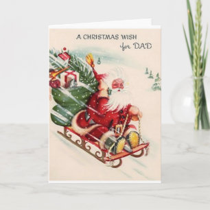 Festiva Tarjeta de saludo de Navidades de papa de época