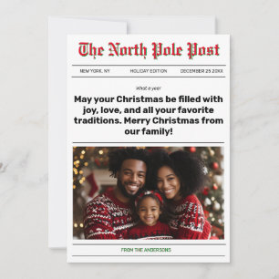 Festiva Tarjeta de saludo de Navidades de periódico del Po