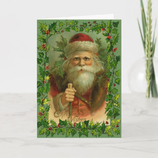 Festiva Tarjeta de saludo de Navidades de Santa Antiguas V