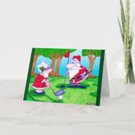 Festiva Tarjeta de saludo de Navidades de Santa Golf